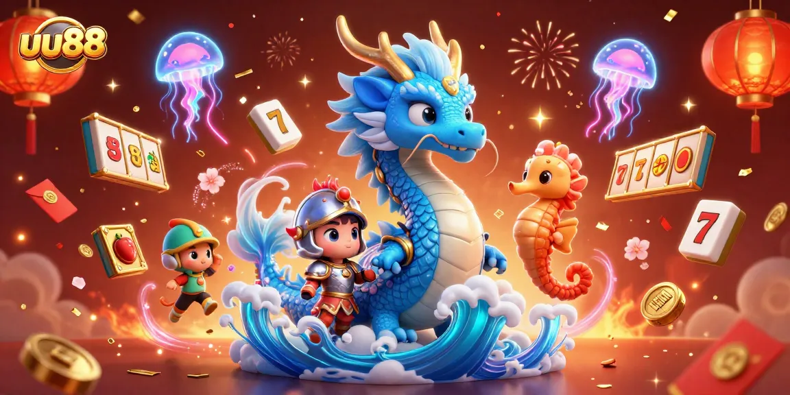 Engage with the exciting world of uu88, where vibrant slot reels and a mystical underwater creature adventure await.