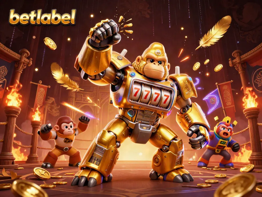 Engage with betlabel's exciting gaming experience boasting golden gorilla mechs and dynamic casino elements.