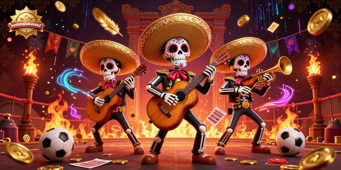 Engage with keobongdahomnay2's thrilling sports betting scene showcasing vibrant skeleton mariachi band and dynamic elements.