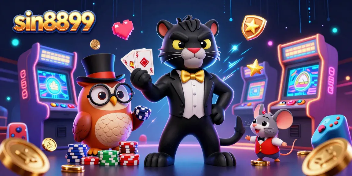 Win exciting prizes at sin8899 by playing cards with stylish characters in a vibrant casino scene.