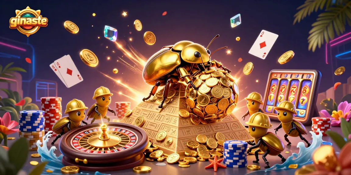 Experience ginaste's thrilling online casino action with dazzling casino symbols, golden treasures, and exciting gameplay elements.