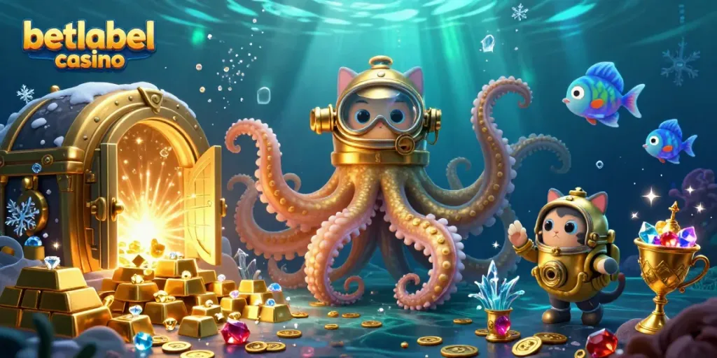 Experience the thrill of betlabel casino with treasure-filled adventures featuring a kraken and diving cat.