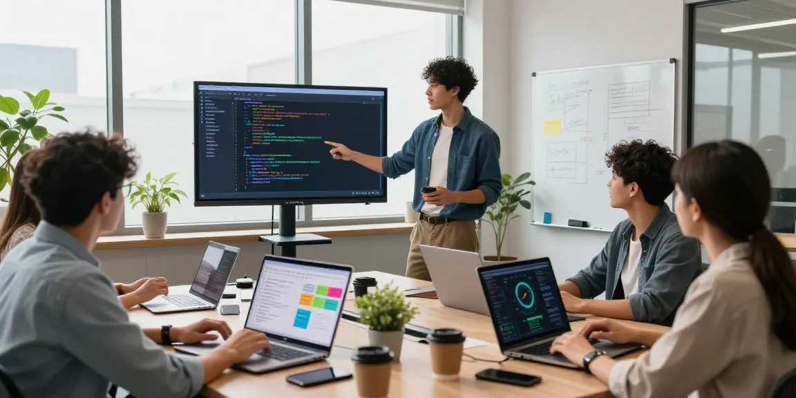 A diverse team collaborating in a modern office workspace, emphasizing the WPS Official Website's innovative approach to software development.