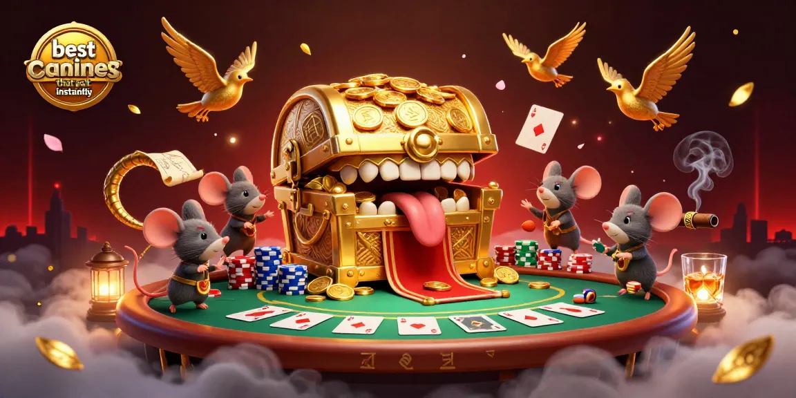 Engage with the best online casinos that payout instantly featuring a treasure chest mimic and poker elements.