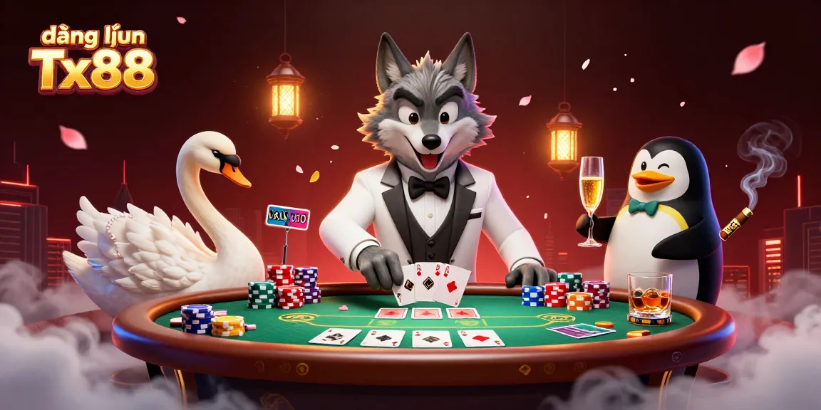 Play and experience đăng nhập Tx88 at a vibrant casino table with engaging characters and elements.
