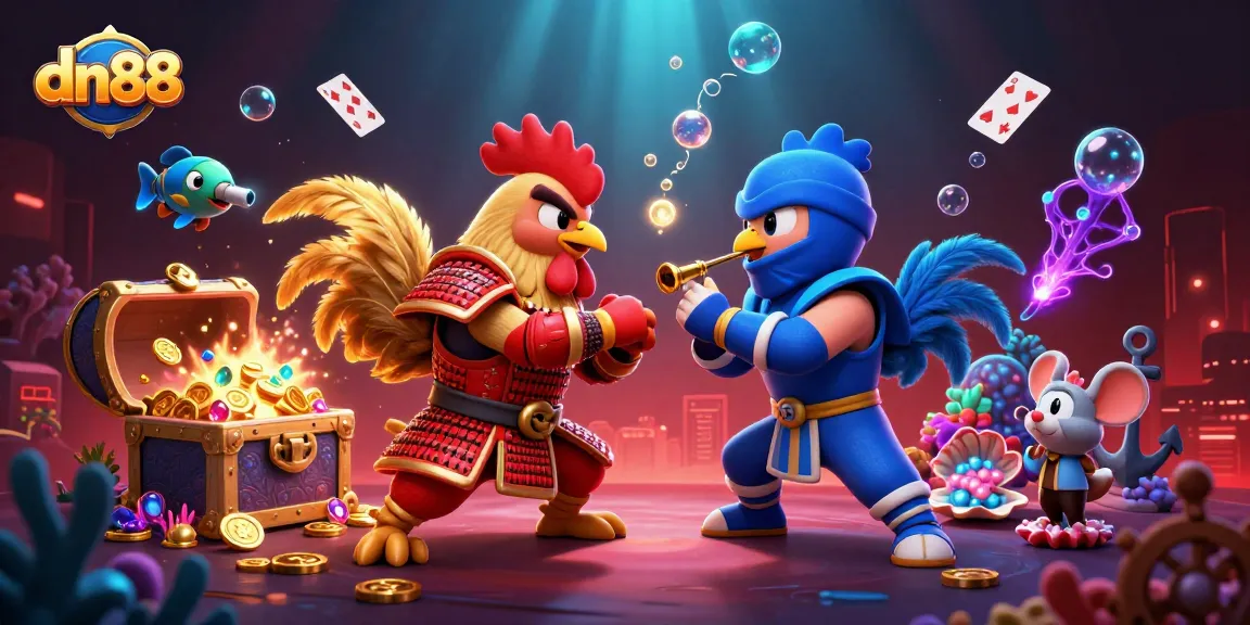 Compete for rewards at dn88 with engaging gameplay featuring roosters and treasure!