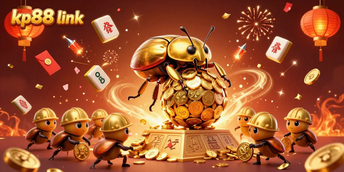 Experience fun at kp88 link with golden beetles and casino-themed decorations